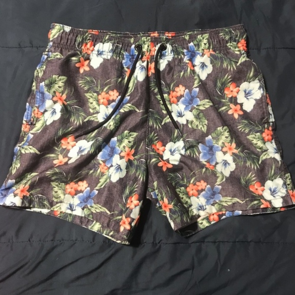 Hollister Brown Floral Swim Trunks